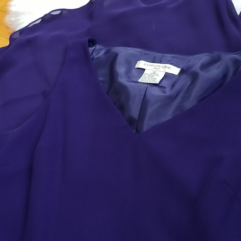 Evan-Pecone purple sleeveless fitted layered dre - Picture 7 of 8